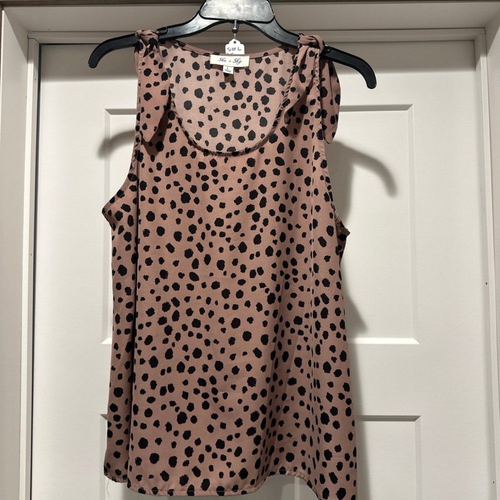 She and Sky Spotted Blouse - Black and mauve